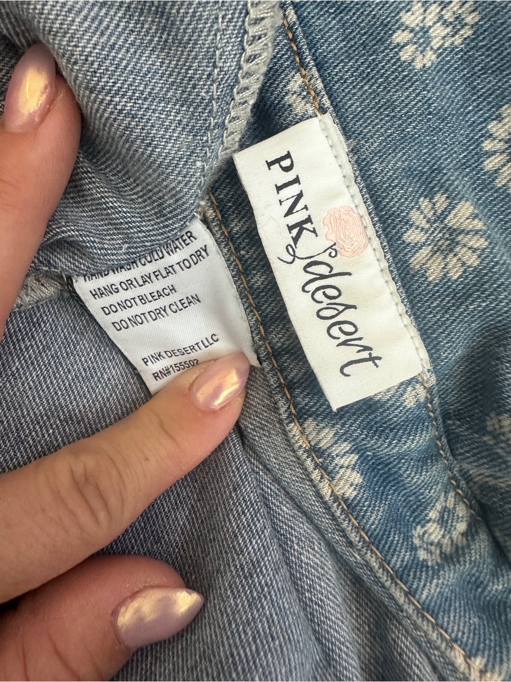 Pink Desert Blue Floral Denim Shirt Dress — image 3 of 7